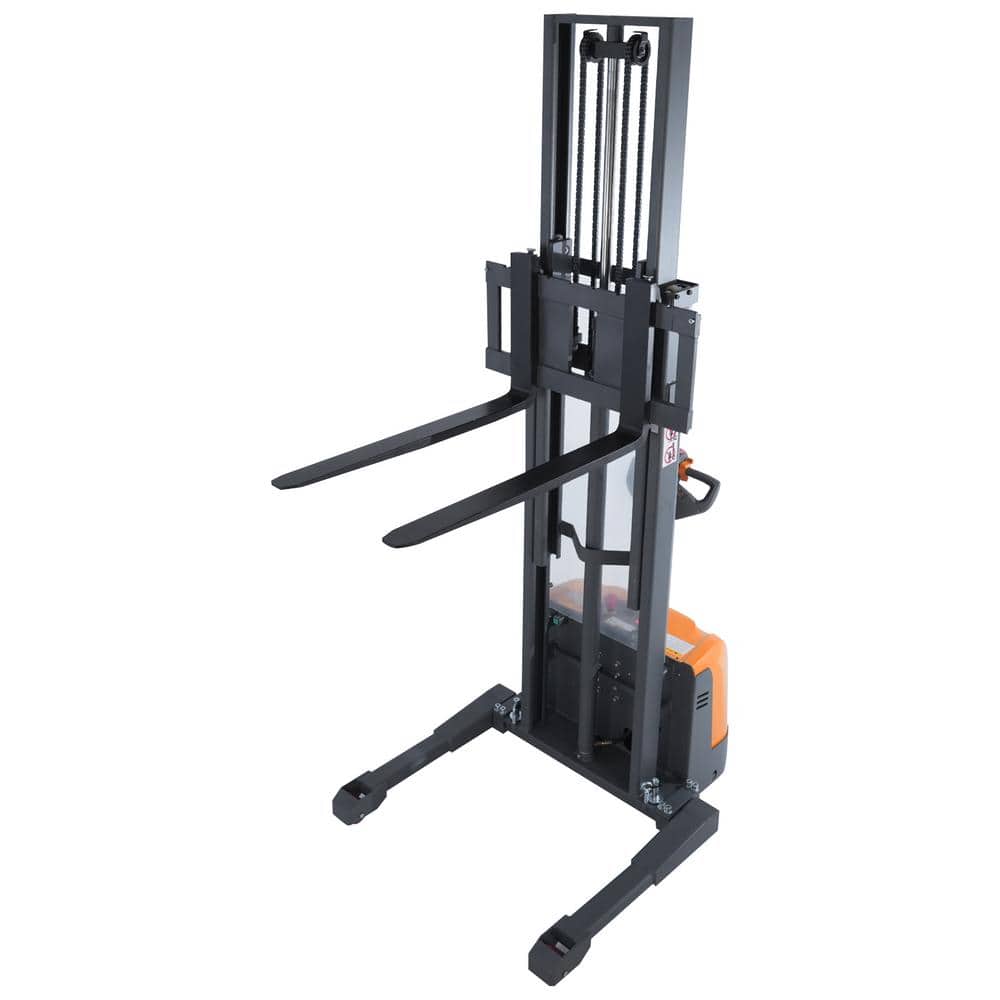 TORY CARRIER 24-Volt/100AH Gel Battery Powered 3300 lbs. Full Electric Pallet Stacker 118 in. Lift Height Straddle Stacker Orange (3)