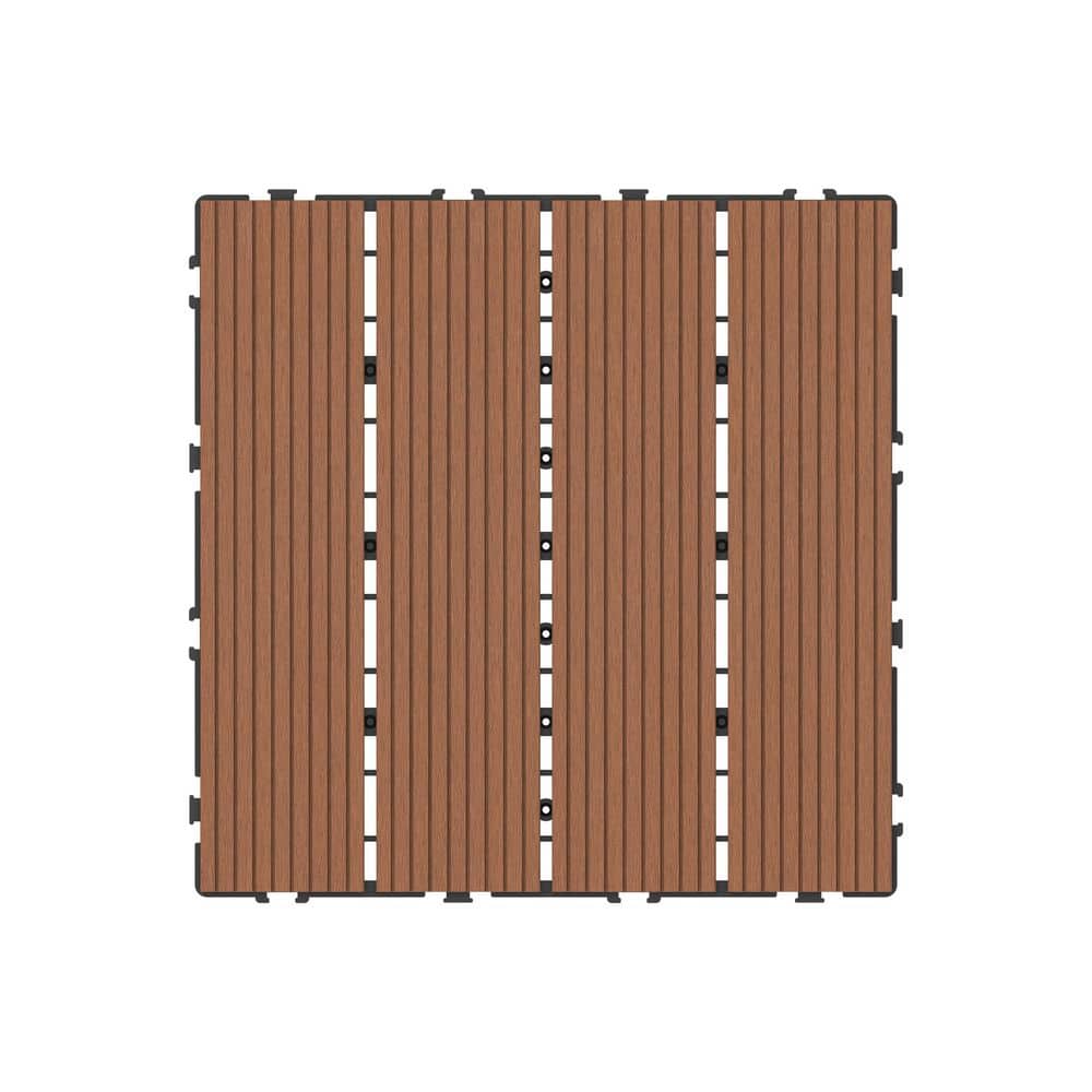 CREATIVE SURFACES 1 ft. x 1 ft. Grooved Composite Deck Tile in Hemlock (12 Per Case)