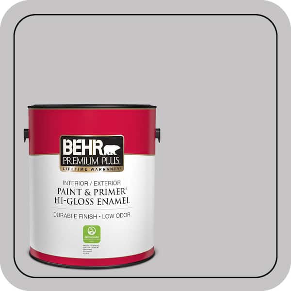 BEHR PREMIUM PLUS 1 gal. #T15-6 Dreamscape Gray Hi-Gloss Enamel Interior/Exterior Paint & Primer (2)