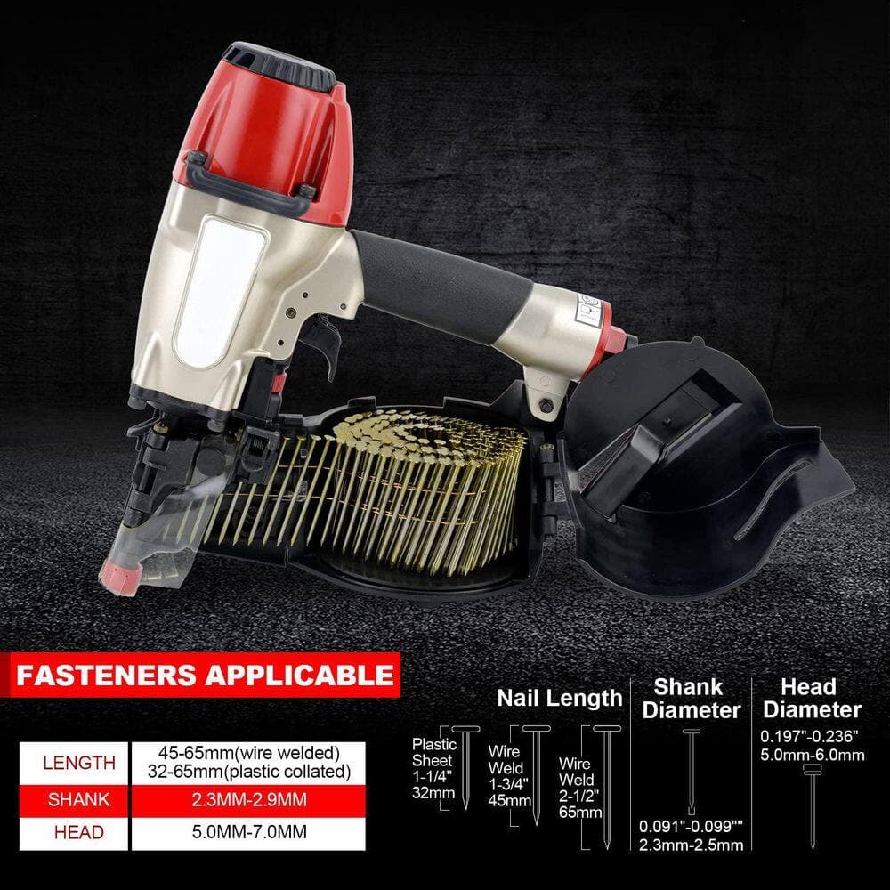 Unbranded 15 Gauge 1-1/4 in. to 2-1/2 in. Pneumatic Coil Siding Nailer for Siding Sheathing Fencing Roof Decking (2)