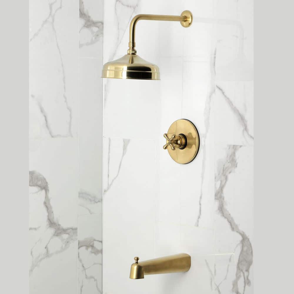 Kingston Brass Revival 1-Handle 1-Spray Tub and Shower Faucet 1.8 GPM in Brushed Brass (2)
