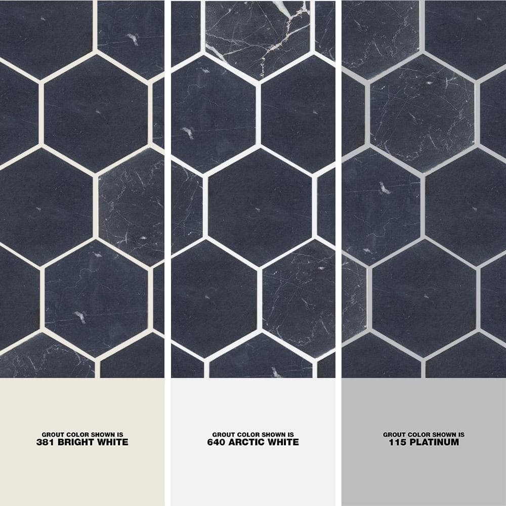 Jeffrey Court Midnight Hex Black 10.875 in. x 9.5 in. Honed Marble Wall and Floor Mosaic Tile (0.717 sq. ft./Each) (4)