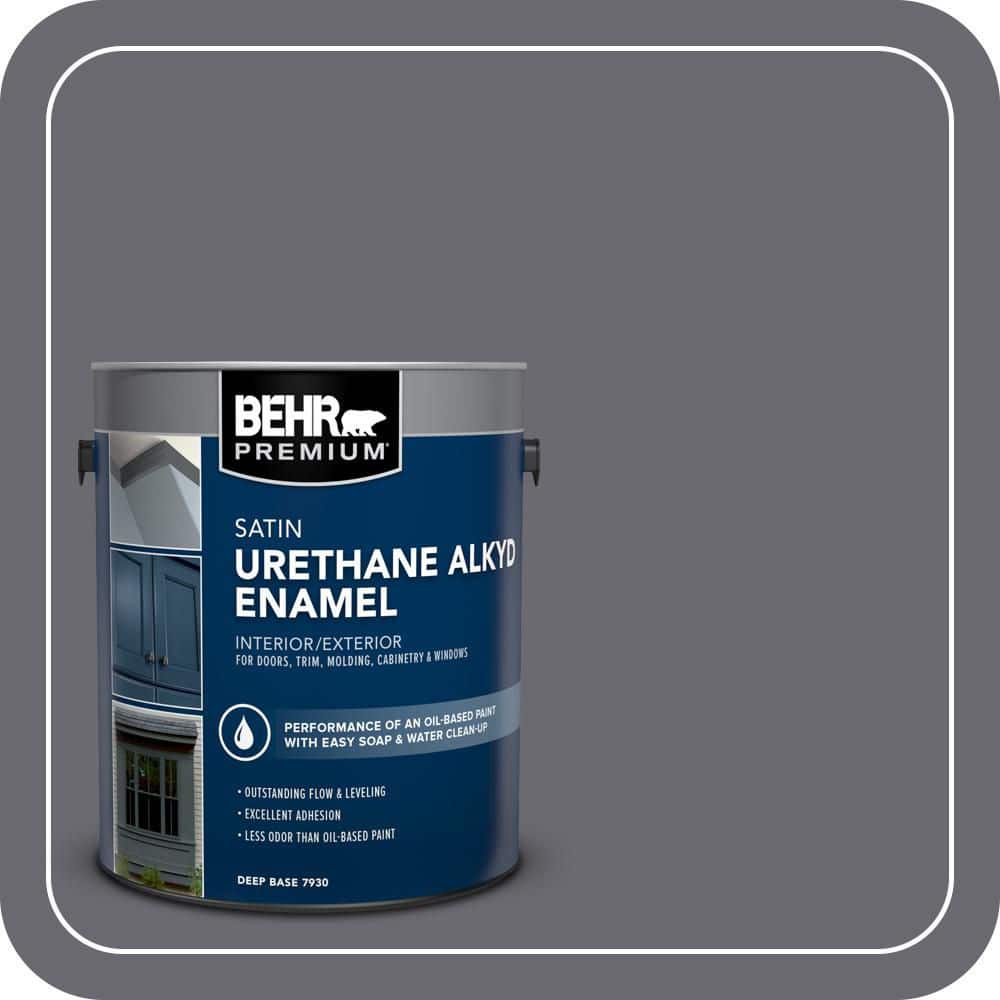 BEHR PREMIUM 1 gal. #T16-15 Charcoal Plum Urethane Alkyd Satin Enamel Interior/Exterior Paint