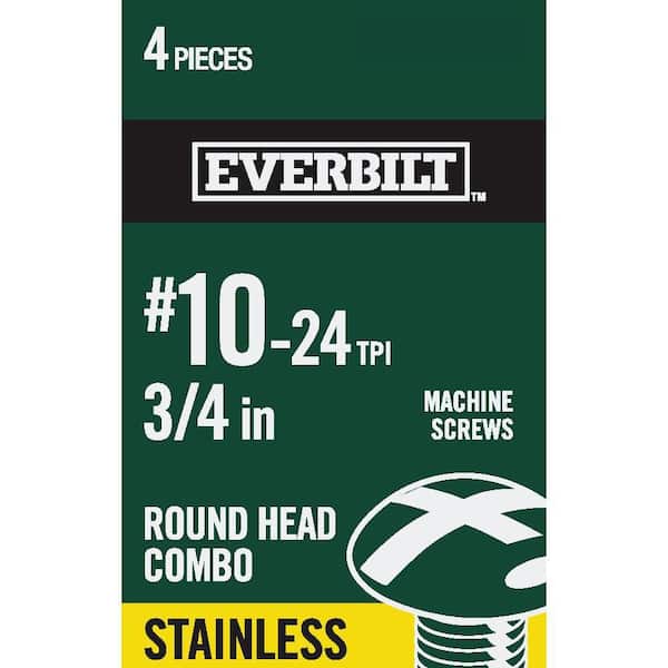 Everbilt #10-24 x 5/8 in. Stainless Steel Combo Round Head Machine Screw (4-Pack) (4)