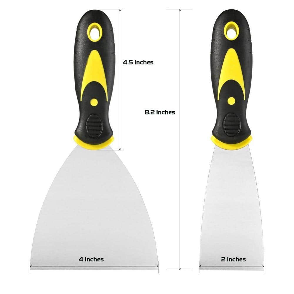 KIWDZFU 2 4 Stainless Steel Putty Knife Set for Drywall Repair and Wallpaper Removal 2 Pack (2)