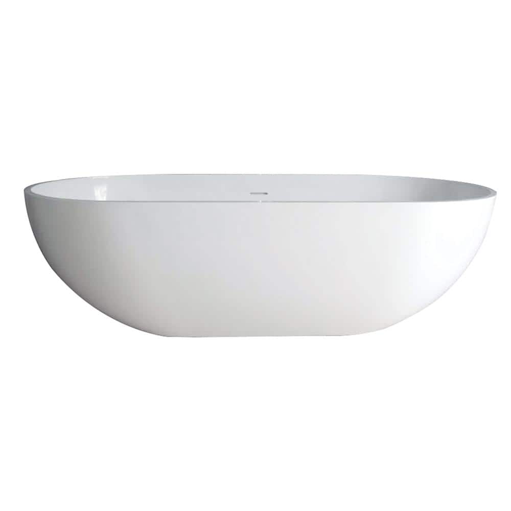 Aqua Eden Bryanna 70 in. Solid Surface Flatbottom Freestanding Bathtub in White (1)