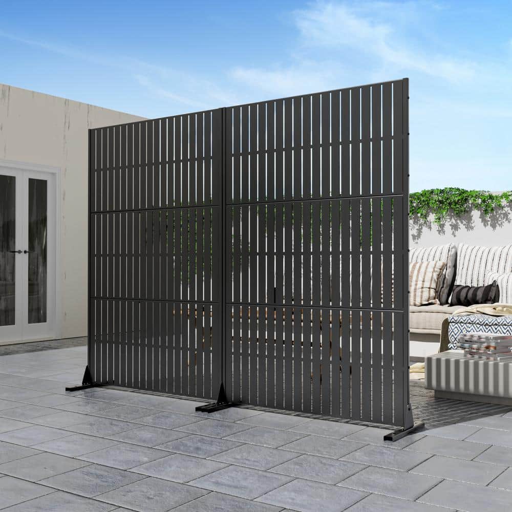 Dovelina 72 in. H x 47 in. W Wall Sculptures Outdoor Privacy Screens Garden Fence in Black (3)