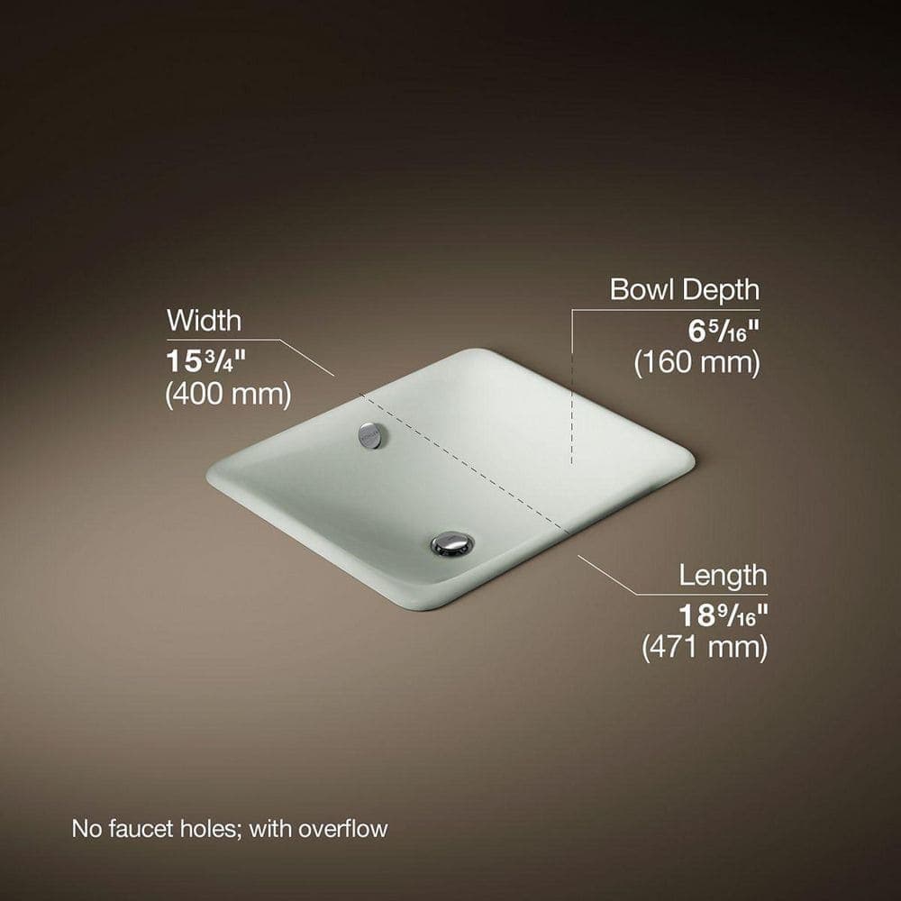 KOHLER Iron 15.75 in. Undermount Bathroom Sink Cast Iron (3)