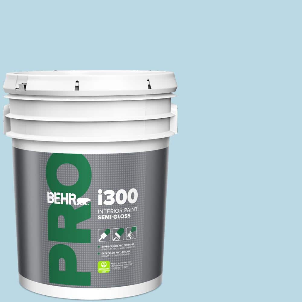 BEHR PRO 5 gal. #M490-1 Breezy Blue Semi-Gloss Interior Paint