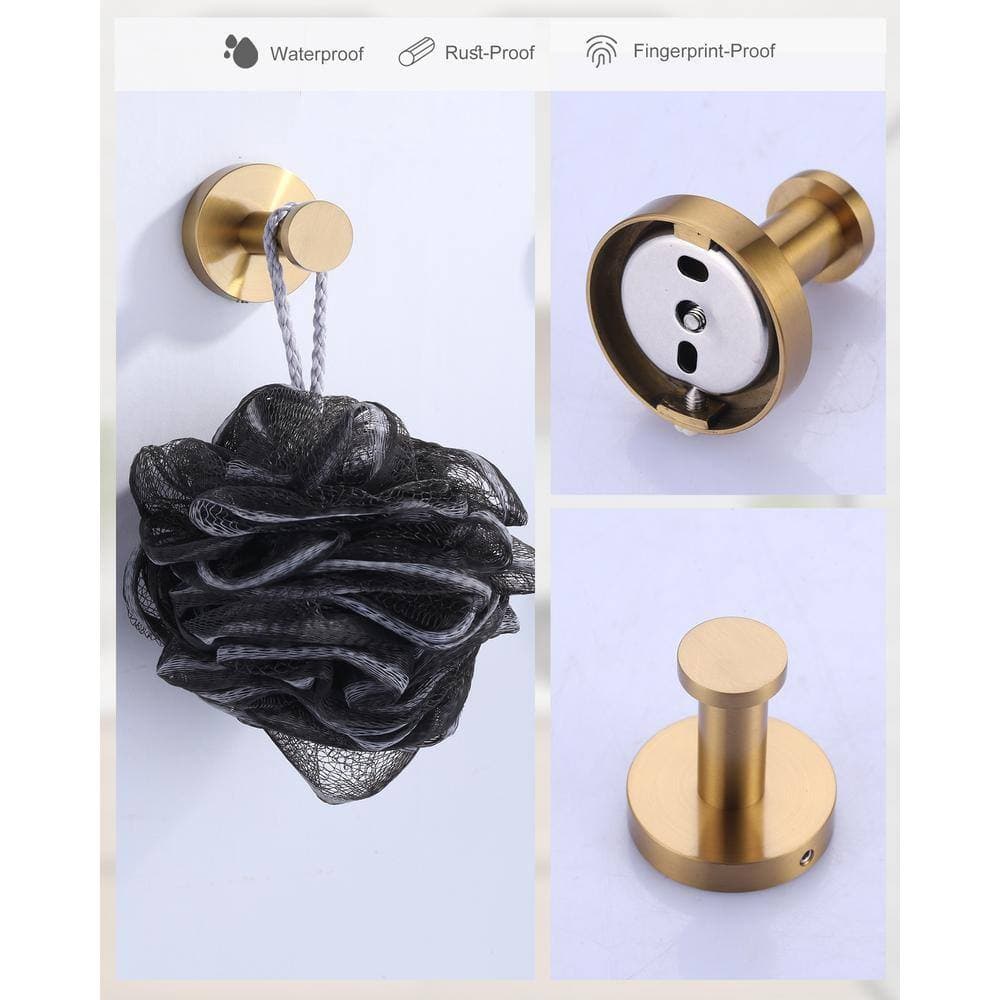 ARCORA Round -Piece Bath Hardware Set with Mount Hardware Towel/Robe Hook (2)