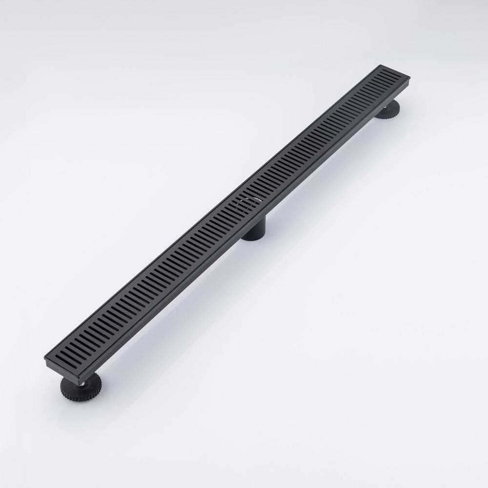 Tahanbath 2.75 in. W x 36 in. D Stainless Steel Decorative Drain Cover with Matte Black (3)