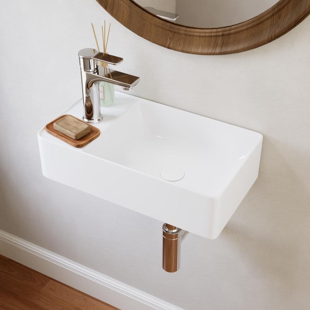 DEERVALLEY 17.91 in. x 9.84 in. Rectangular Wall Mounted Bathroom Sink in White Ceramic (1)