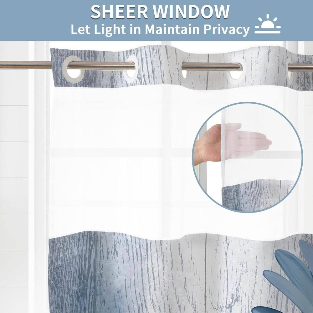 Unbranded 72W x 75L Inch No Hook Shower Curtain for Bathroom with Snap in Liner,Blue (3)