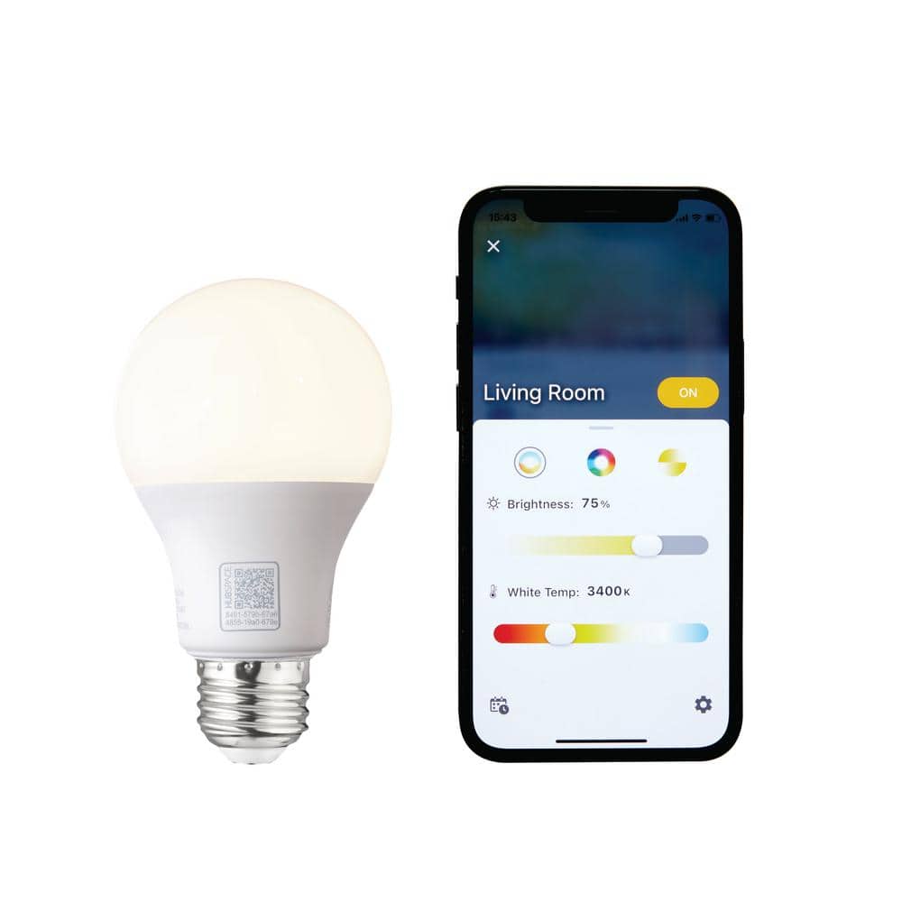 EcoSmart 60-Watt Equivalent Smart A19 E26 Base Color Changing CEC LED Light Bulb with Voice Control (1-Bulb) Powered by Hubspace (4)