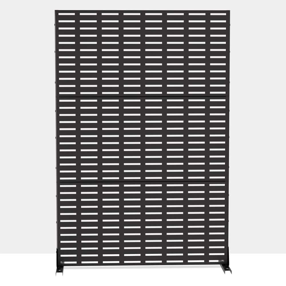 MAYEERTY 1-Piece 72 in. x 47 in. Outdoor Black Metal Privacy Panel Screen for Patio, Rect Grid Pattern
