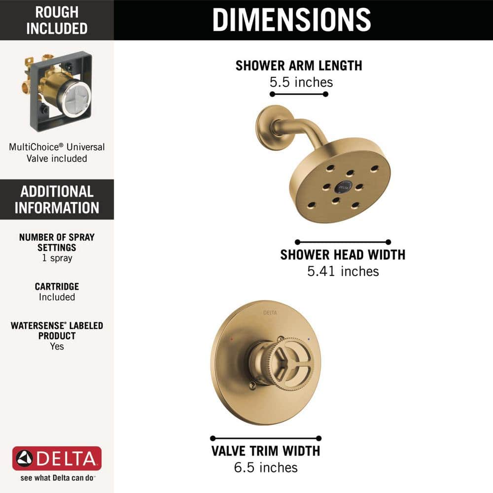 Delta Trinsic Gold Single-Handle 1-Spray Shower Faucet in Champagne Bronze (Valve Included) (3)