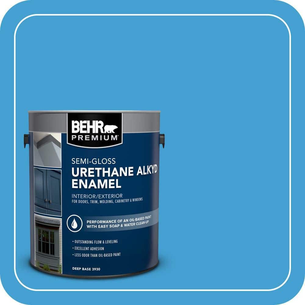 BEHR PREMIUM 1 gal. #AE-47 Horizon Blue Urethane Alkyd Semi-Gloss Enamel Interior/Exterior Paint (1)