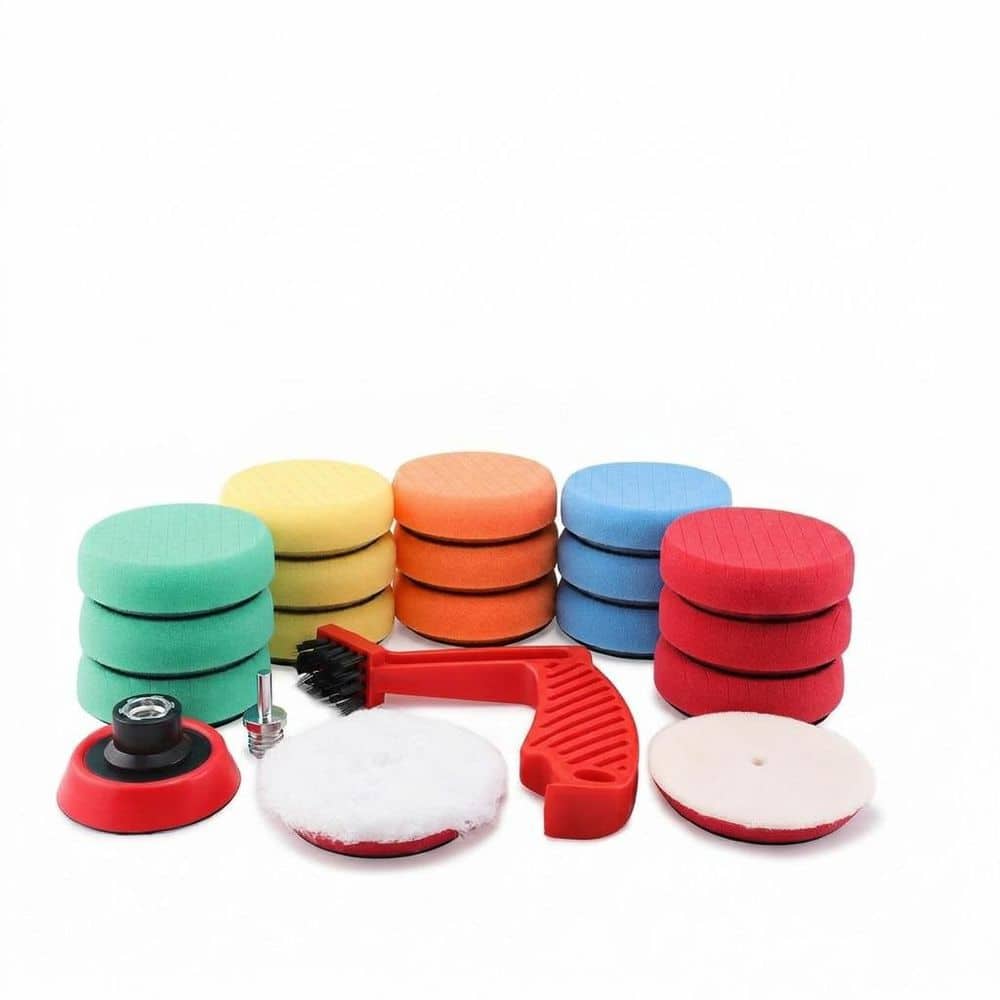 LAIFUCAM 3 Inch Foam Wool Polishing Pads Kit with Hook and Loop for Car Polisher Waxing Buffing (20pcs Pack) (1)