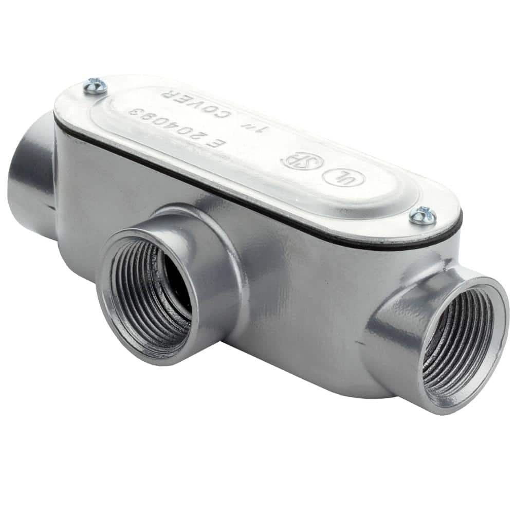 Commercial Electric 1 in. Rigid Metal Conduit (RMC) Threaded Conduit Body with Stamped Cover (Type T) (1)