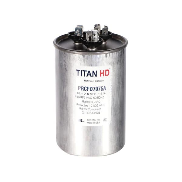 TITAN HD 70 Plus 7.5 MFD, 440-Volt/370-Volt Dual Voltage Round Run Capacitor (2)