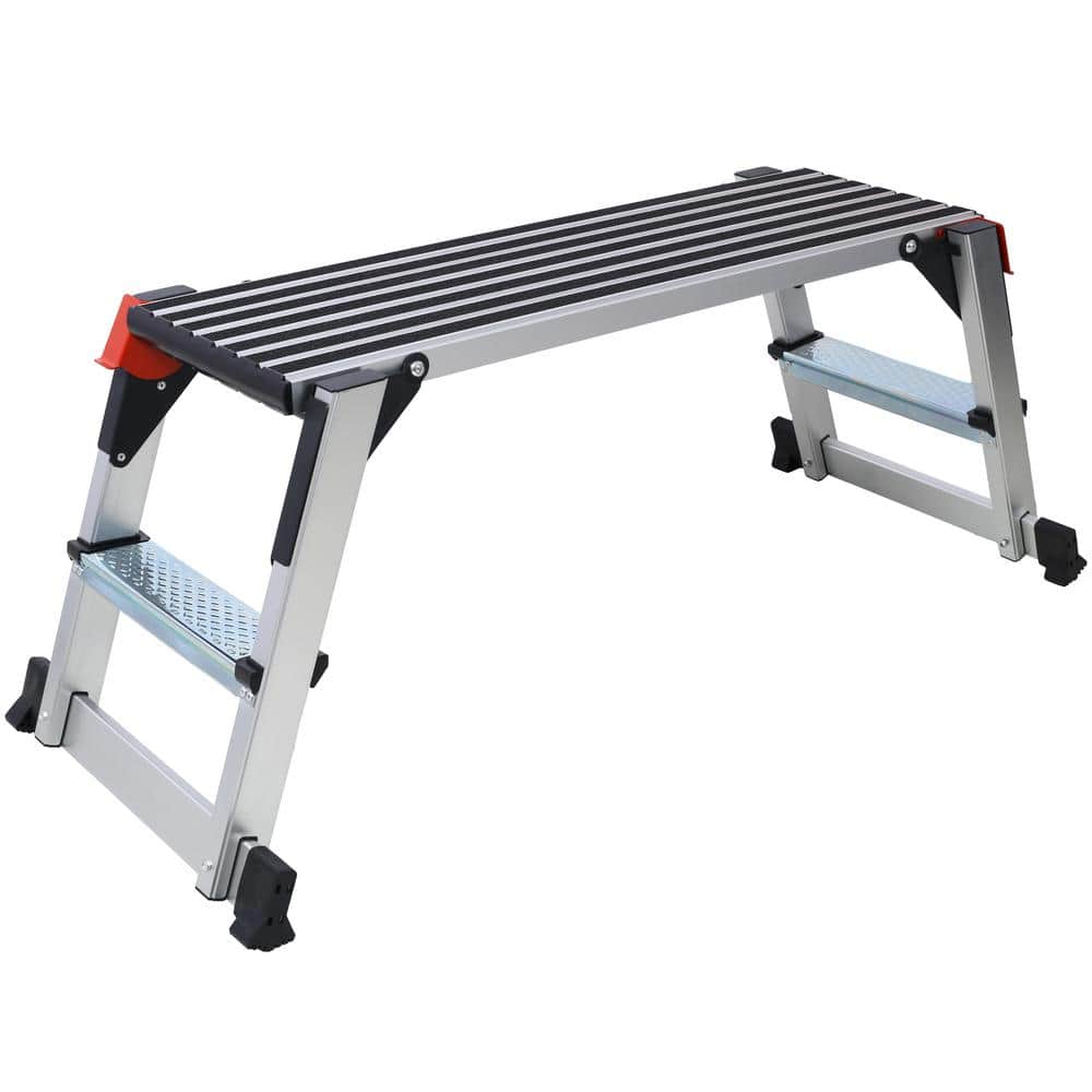 Unbranded 1.6 ft. Aluminum Non-Slip Step Ladder Portable Bench 8 ft. Reach Folding Platform Step Stool 330 lbs. Capacity