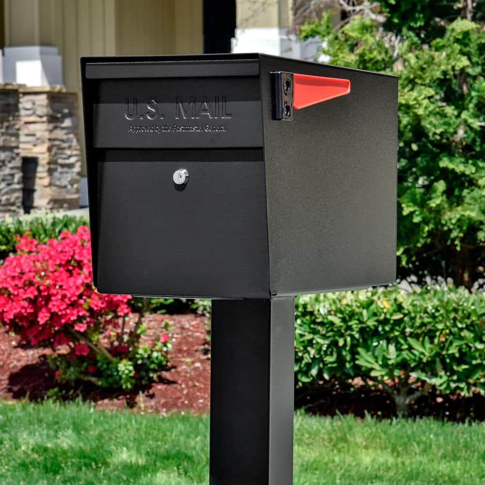 Mail Boss Galvanized Steel In-Ground Mailbox Post in Black (2)