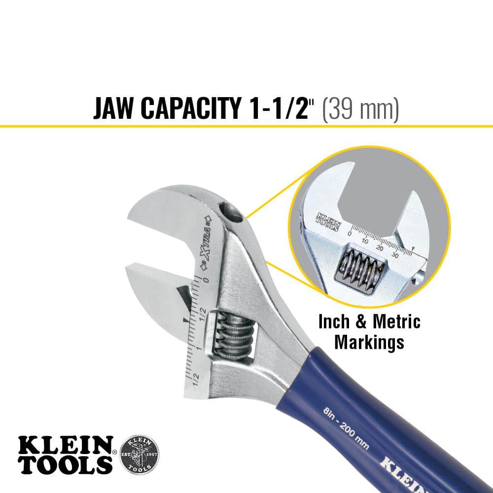 Klein Tools 1-1/2 in. Extra Wide Jaw Adjustable Wrench (3)