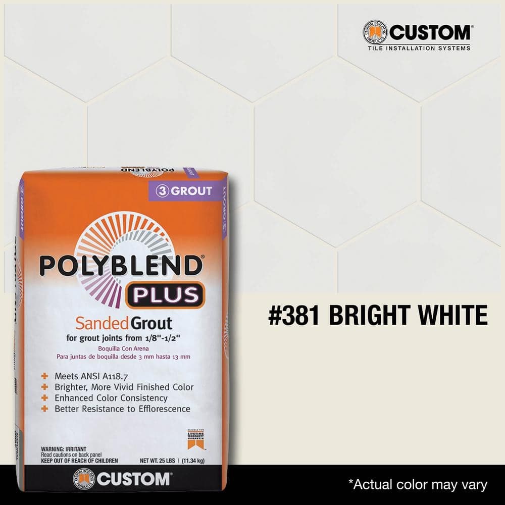 Custom Building Products Polyblend Plus #381 Bright White 25 lb. Sanded Grout (3)