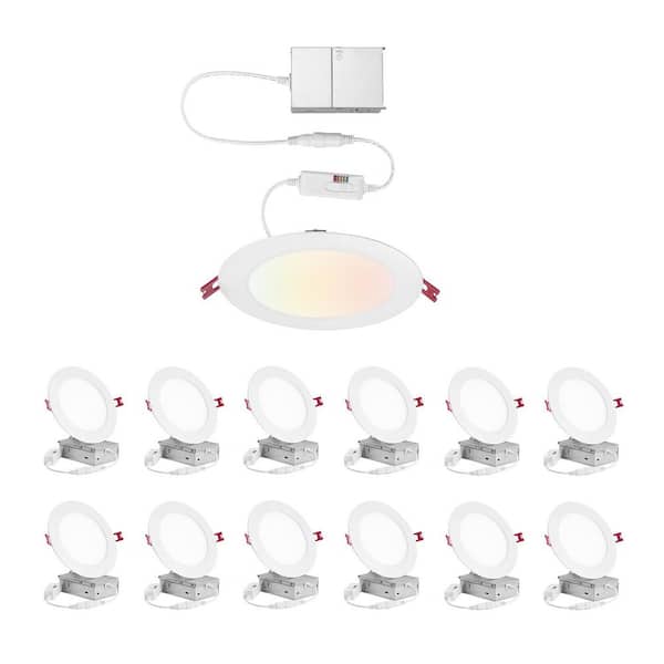 Commercial Electric 12-pack 6 in. Builder Series Adjustable CCT Dimmable Integrated LED Canless Recessed Light, Kitchen Bathroom Living Room (2)