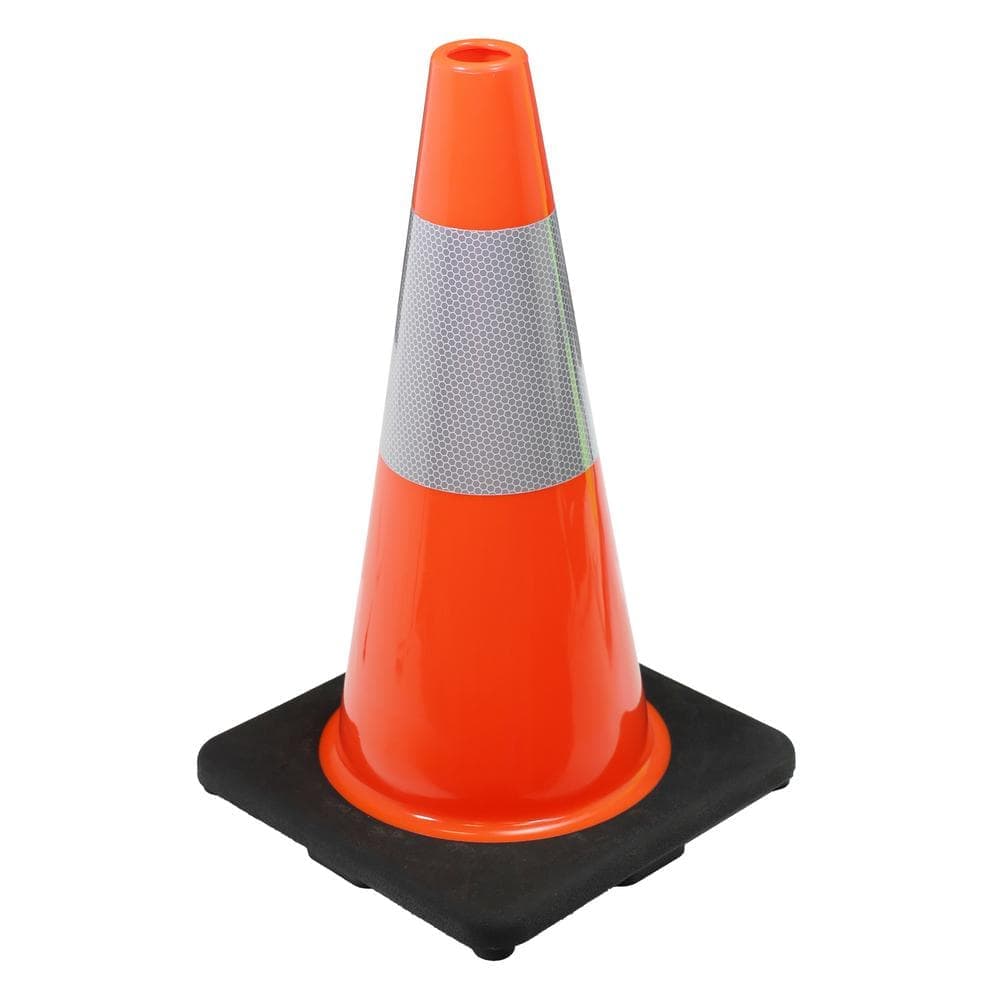 PRIVATE BRAND UNBRANDED 18 in. Orange Reflective PVC Injection Molded Safety Cone with Durable Base