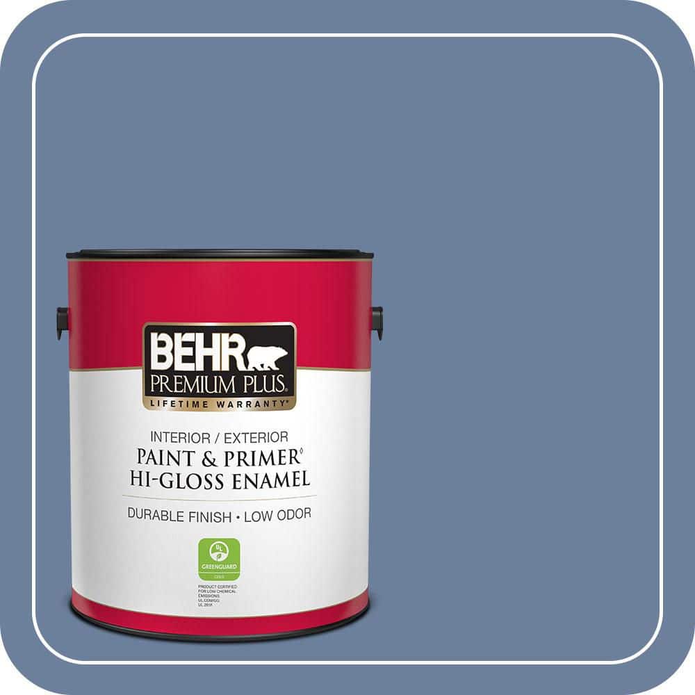BEHR PREMIUM PLUS 1 gal. #MQ5-52 Lead Cast Hi-Gloss Enamel Interior/Exterior Paint & Primer