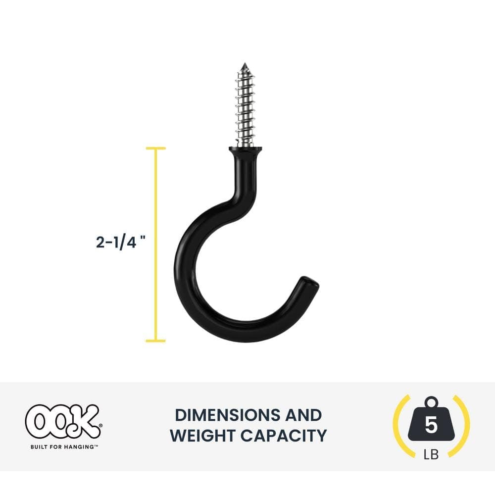 (10-Pack) 2-1/4 in. Black Vinyl Cup Hook (2)