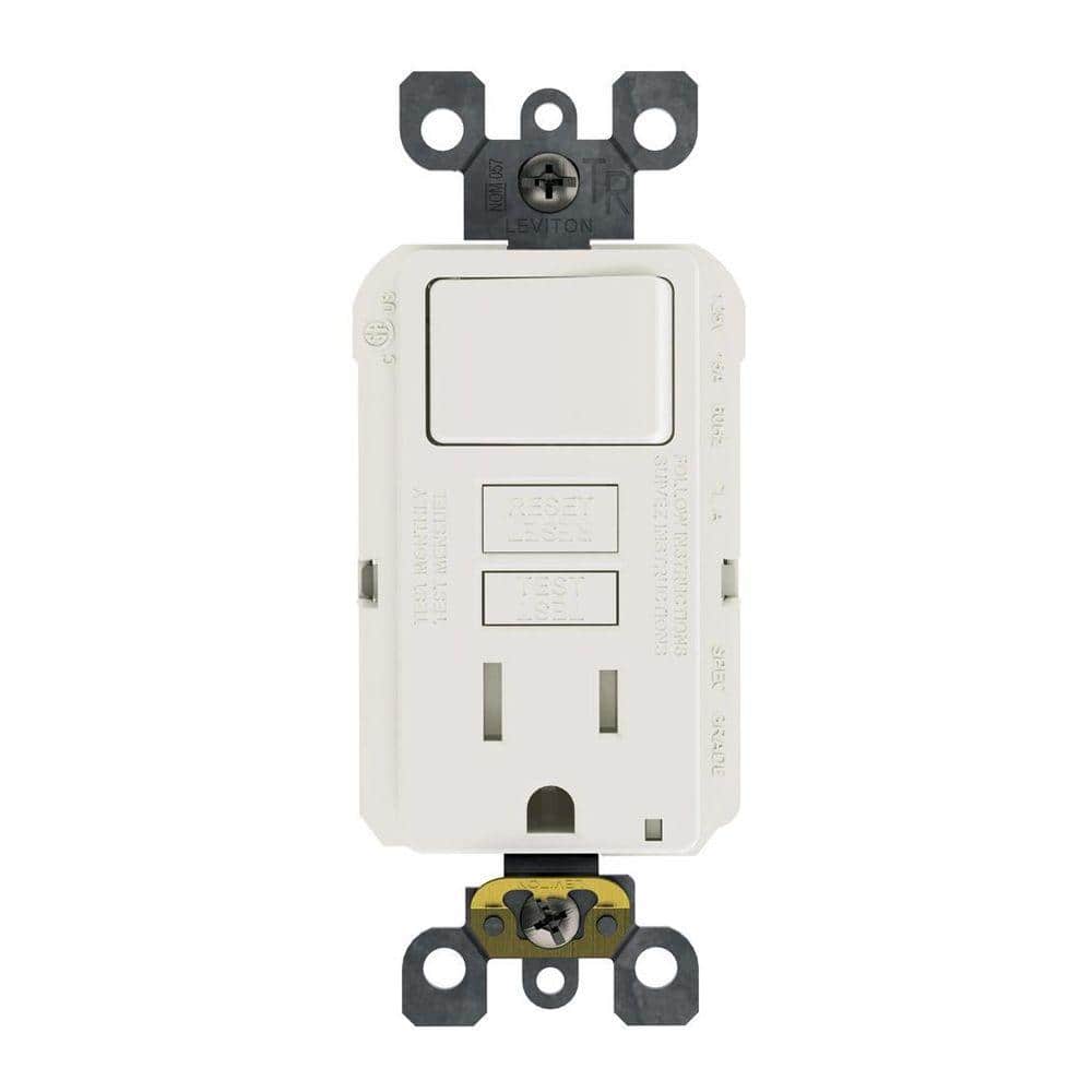 Leviton 15 Amp 125-Volt Combo Self-Test Tamper-Resistant GFCI Outlet and Switch, White GFSW1-KW (1)