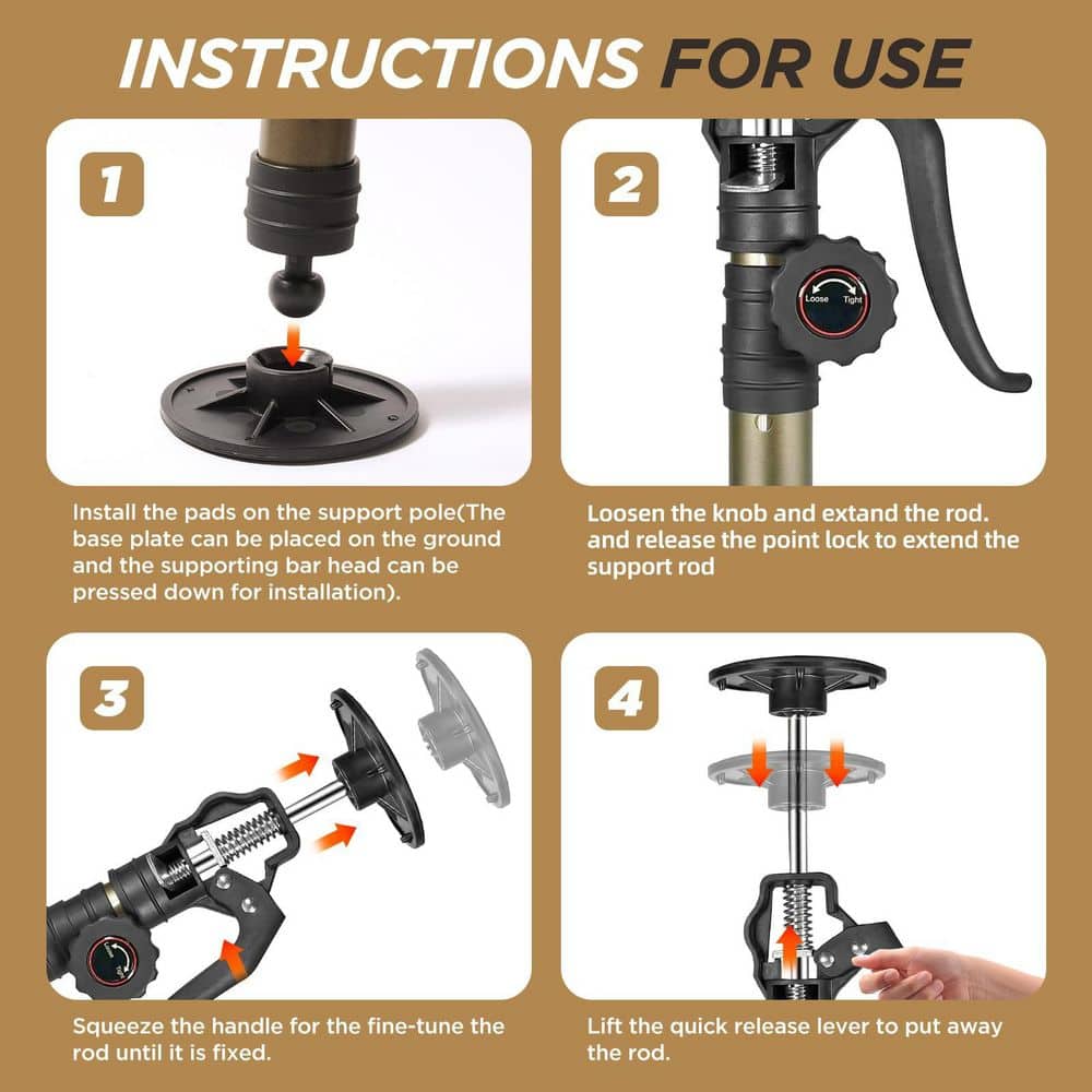 Laybus 23.62 in. Alloy Steel Jack Post (2-Pack), Supports up to 156 lb. for Drywalls, Cabinet Jacks for Installing Cabinet (3)