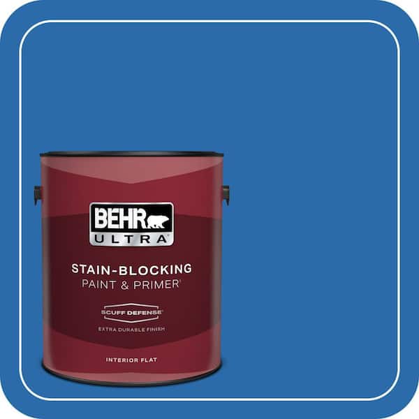 BEHR ULTRA 1 gal. #MQ4-24 Electric Blue Extra Durable Flat Interior Paint & Primer (2)