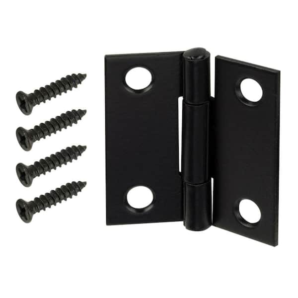 Everbilt 2-Pack 1-1/2 in. Matte Black Non-Removable Pin Narrow Surface Mount Door Hinge (2)