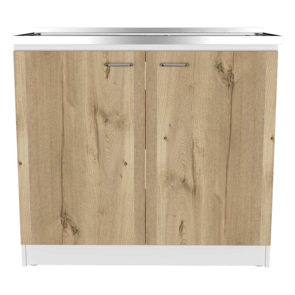 Adrinfly 20.50 in. D x 39.30 in. W Rectangle 2-Door Freestanding Utility Laundry Sink with Cabinet in Beige (1)
