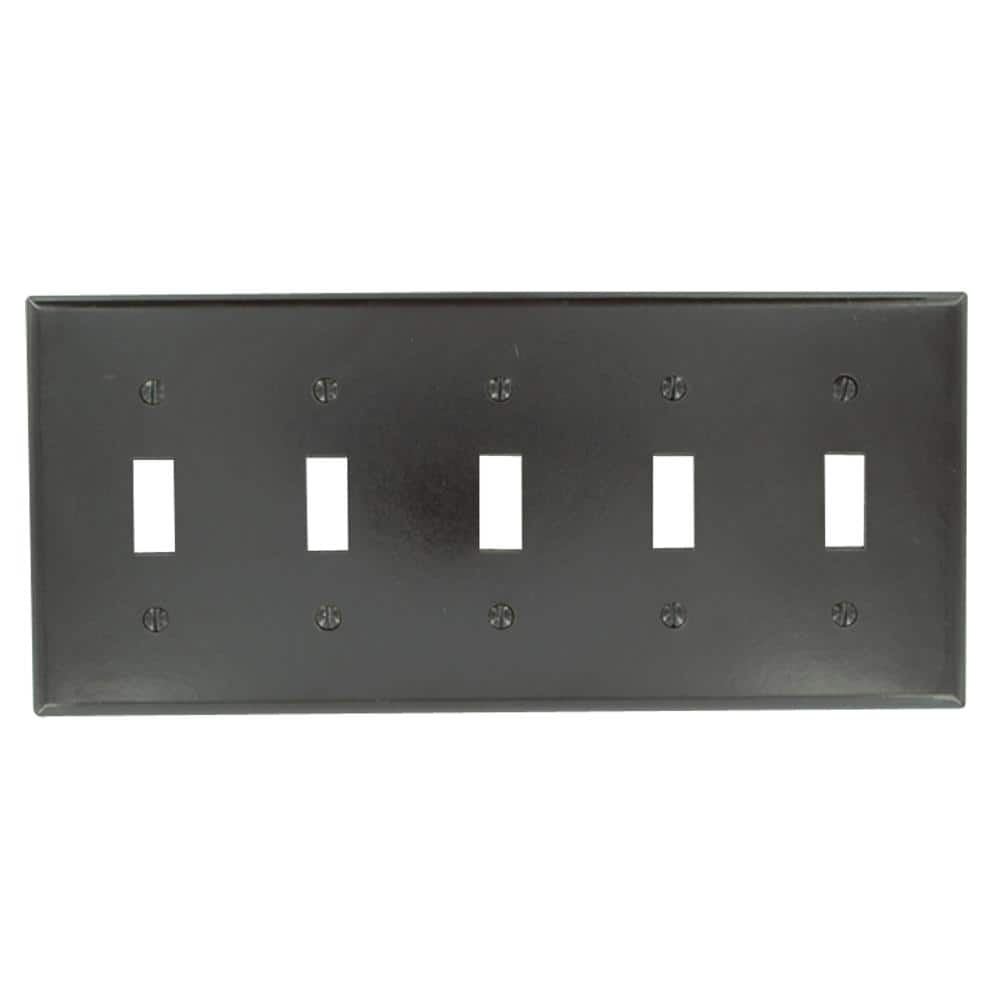 Leviton 5-Gang Brown Toggle Plastic Standard Wall Plate (1-Pack) 85023