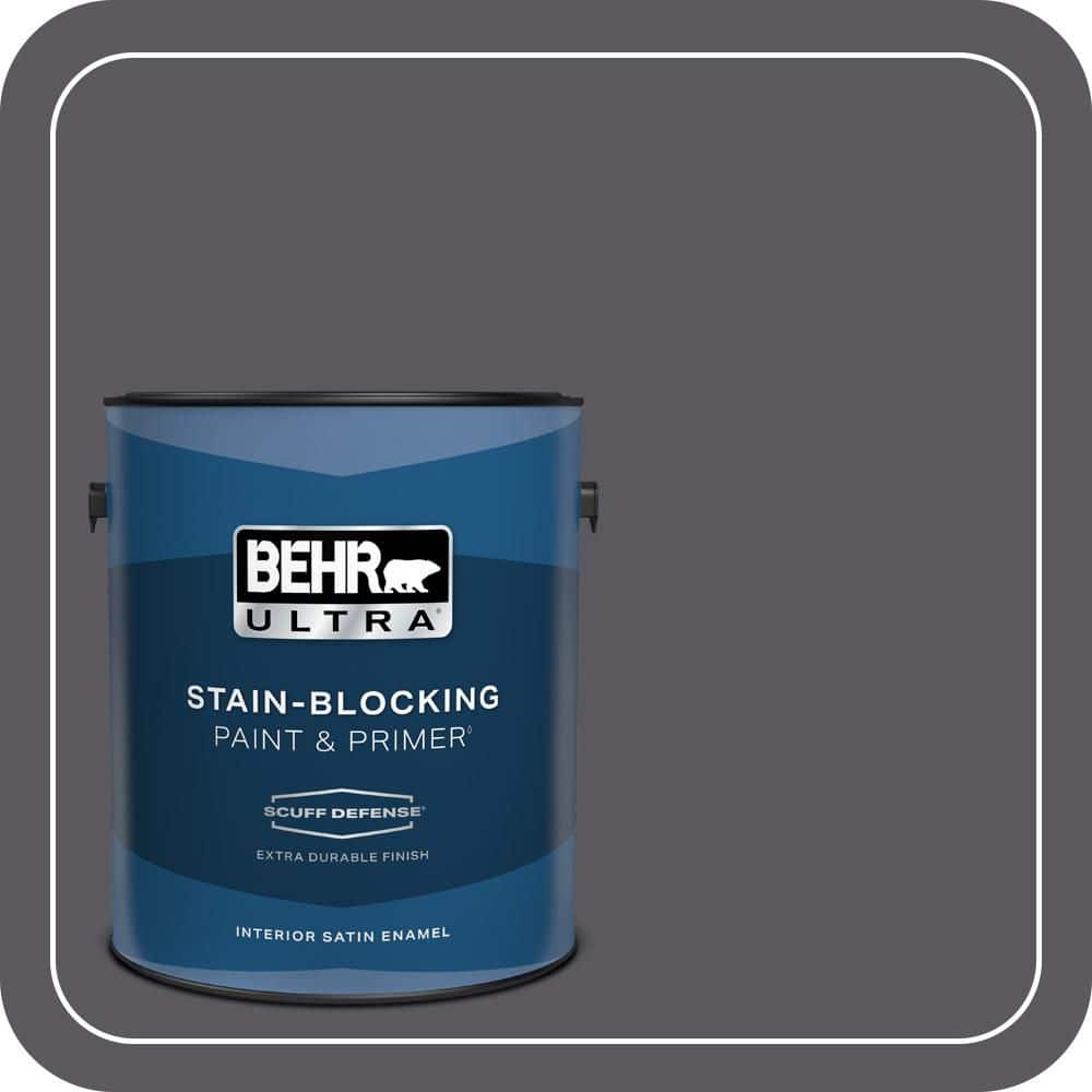 BEHR ULTRA 1 gal. #MQ5-02 Dark Shadows Extra Durable Satin Enamel Interior Paint & Primer