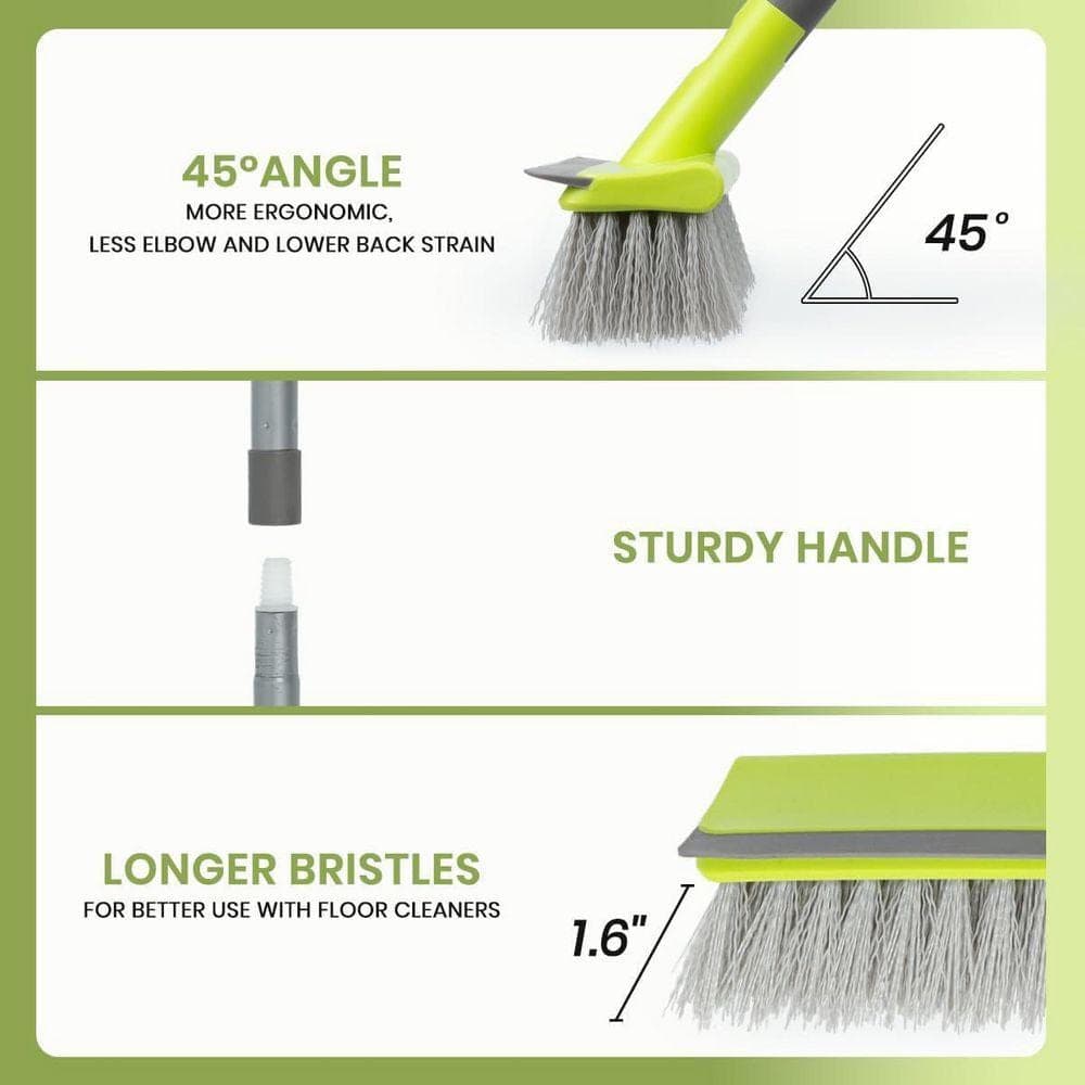 KIWDZFU 57 in. Handle 2-in-1 Floor Scrub Brush Scrape Stiff Bristle Deck Brush for Concrete Patio Garage Carpet Kitchen Bathroom (3)