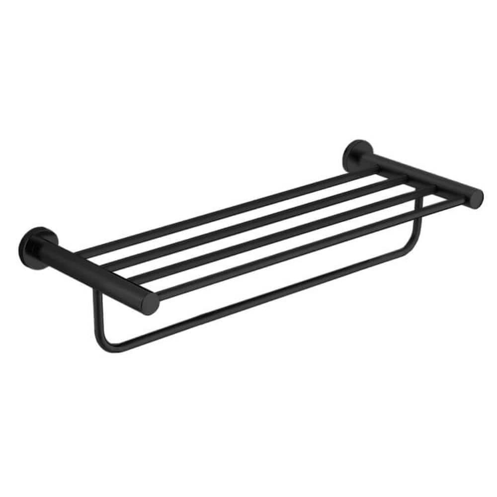 Nameeks General Hotel 23.8 in. Wall Mounted Single Rail Towel Rack in Matte Black (1)