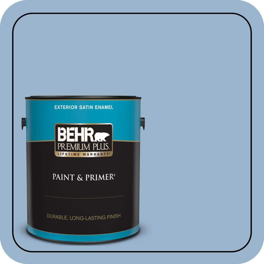 BEHR PREMIUM PLUS 1 gal. #PPU14-10 Blue Suede Satin Enamel Exterior Paint & Primer