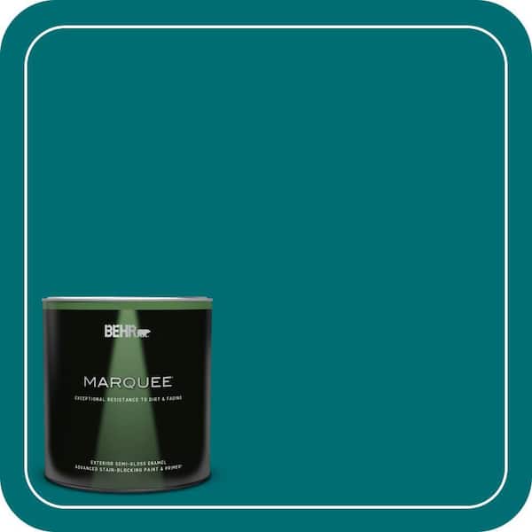 BEHR MARQUEE 1 qt. #MQ6-35 Teal Motif Semi-Gloss Enamel Exterior Paint & Primer (2)