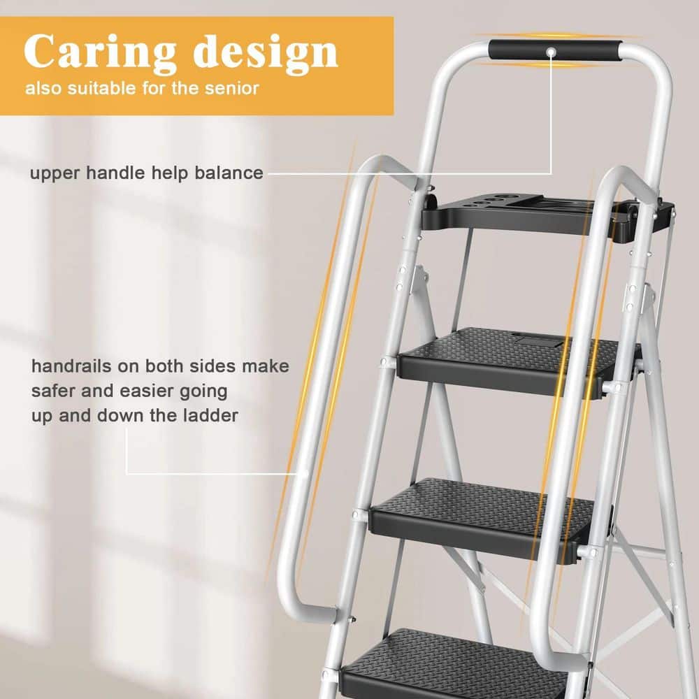 Unbranded 5.5 ft. Reach Aluminum Folding Telescoping Multi-Position Load Capacity 350 lbs. ANSI Ladder Rating (3)