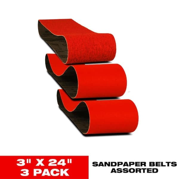 FREUD 3 in. x 24 in. Assorted Sanding Belt Pack (2)
