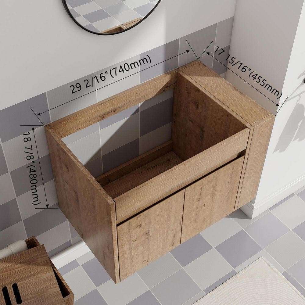 Timussi 29 in. Bath Vanity Cabinet Without Top in Imitative Oak Unassembled (2)