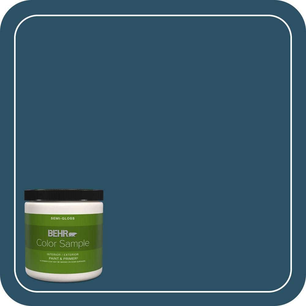BEHR PREMIUM PLUS 8 oz. #560D-7 Planetarium Semi-Gloss Interior/Exterior Paint & Primer Color Sample