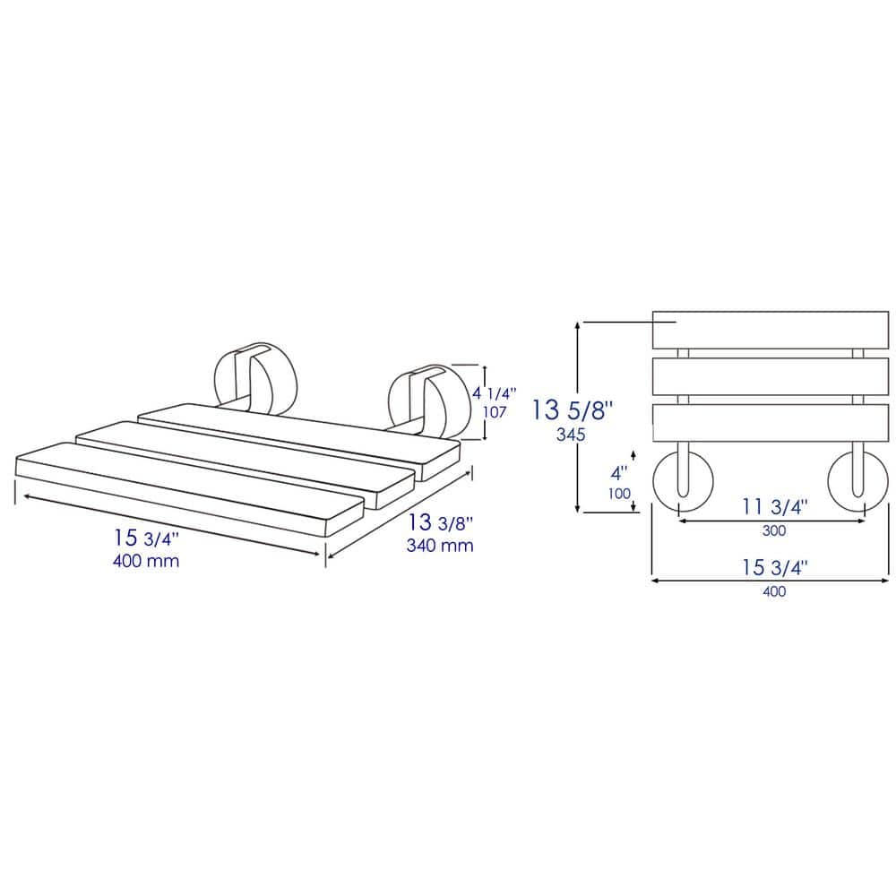 ALFI BRAND 15.75 in. W x 13.4 in. D Wall-Mounted Shower Seat with Black Matte Joints in Natural Wood (2)