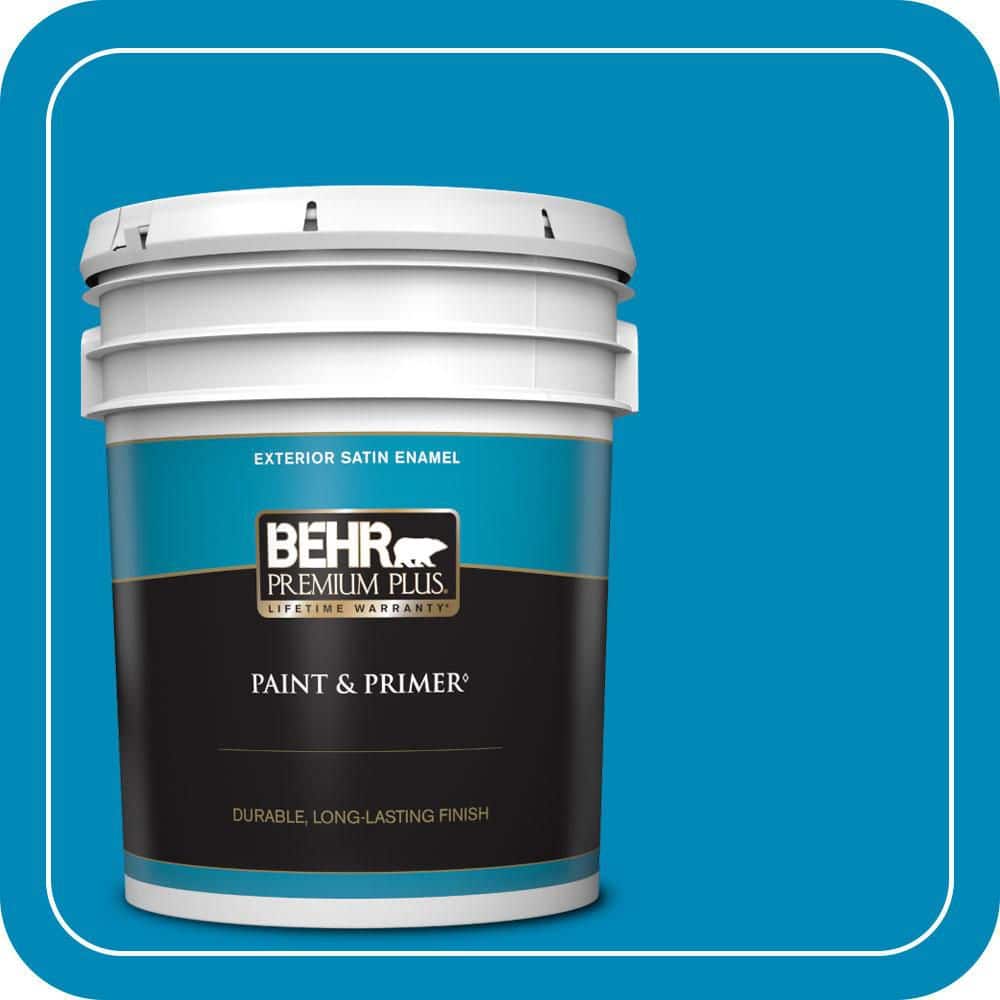 BEHR PREMIUM PLUS 5 gal. #540B-7 Royal Peacock Satin Enamel Exterior Paint & Primer