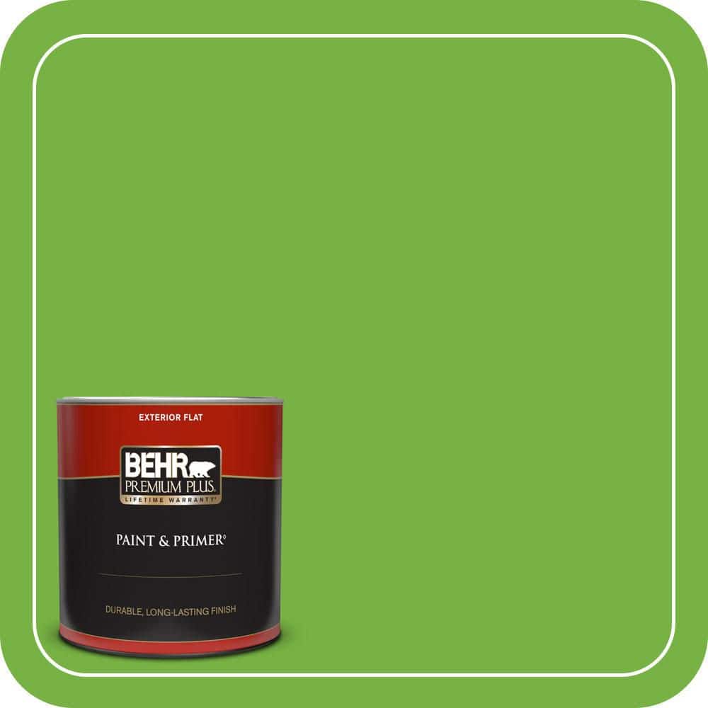 BEHR PREMIUM PLUS 1 qt. #S-G-430 Sparkling Apple Flat Exterior Paint & Primer (1)